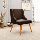 Ver mais imagens de Kit 4 Cadeiras Decorativas Sala de Jantar Pés Palito de Madeira Firenze Suede Marrom/natural G19