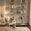 Ver imagem 7 de Estante Multiuso Livreiro Orgânica Industrial Enya 100% MDF 195,8cm x 180cm Off White/Champanhe