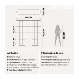 Estante Multiuso Livreiro Orgânica Industrial Enya 195,8cmx180cm  - 3
