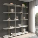 Ver imagem 1 de Estante Multiuso Livreiro Orgânica Industrial Enya 100% MDF 195,8cm x 180cm Off White/Champanhe