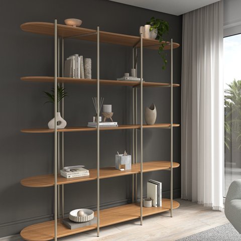 Estante Multiuso Livreiro Orgânica Industrial Enya 195,8cmx180cm 