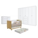 Ver imagem 1 de Quarto de Bebê Americano 6 Portas Com berço Americano Mini Cama Q Encanto Slim Freijó Branco