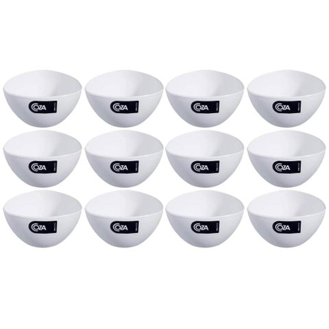 12 Cremeiras 250ml Cumbuca Plástica Branca Petiscos Potes Triangulares Coza