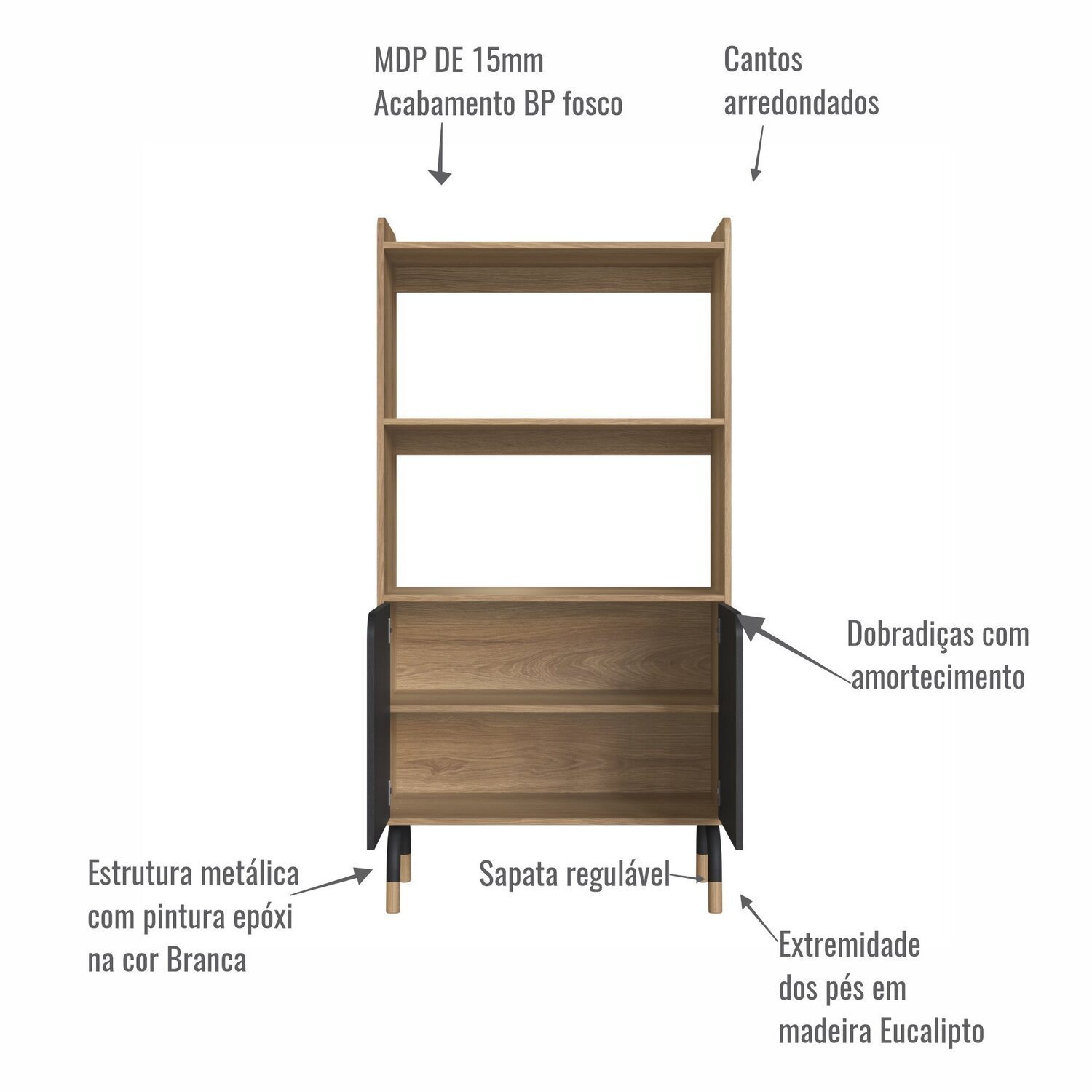 Armário Alto 2 Portas 80cm Home Office Flexus - 6