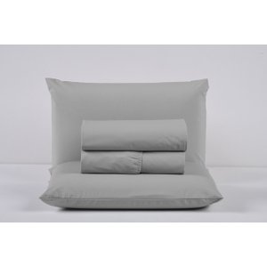 Kit Jogo Cama Queen 4 Peças 100% Algodão Percal 200 Fios Lençol com Elástico:cinza