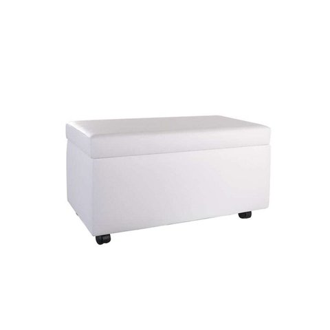 Puff Bau 70cm X 40cm Courino com Rodizios Branco