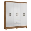 Ver imagem 1 de Guarda Roupa Casal 6 Portas 2 Gavetas 153cm Paraná M07 Naturale/branco - Mpozenato