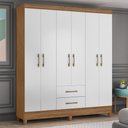 Ver imagem 2 de Guarda Roupa Casal 6 Portas 2 Gavetas 153cm Paraná M07 Naturale/branco - Mpozenato