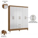 Ver imagem 3 de Guarda Roupa Casal 6 Portas 2 Gavetas 153cm Paraná M07 Naturale/branco - Mpozenato