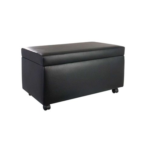 Puff Bau 70cm X 40cm Courino com Rodizios Preto