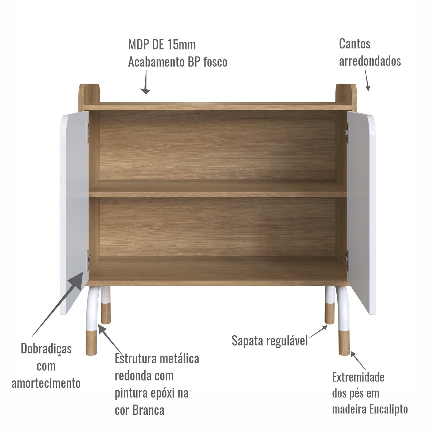 Armário Baixo 2 Portas 80cm Home Office Flexus - 6