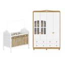 Ver imagem 1 de Quarto de Bebê Guarda-Roupa com Janelas e Berço com Capitonê Maya Clássico 100% MDF Espresso Móveis Branco/Brilho/Amêndoa