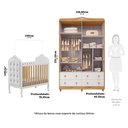 Ver imagem 5 de Quarto de Bebê Guarda-Roupa com Janelas e Berço com Capitonê Maya Clássico 100% MDF Espresso Móveis Branco/Brilho/Amêndoa