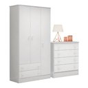 Ver imagem 1 de Conjunto Guarda Roupa e Cômoda Solar 3 Portas 6 Gavetas MDP Branco Qmovi