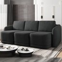 Ver imagem 1 de Sofá Cama Modulado Retrátil e Reclinável Decorativo Varsóvia 246cm Veludo Cinza Chumbo G33 - Gran Be