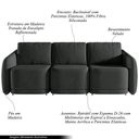 Ver imagem 3 de Sofá Cama Modulado Retrátil e Reclinável Decorativo Varsóvia 246cm Veludo Cinza Chumbo G33 - Gran Be