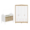 Ver imagem 3 de Quarto de Bebê com Guarda-Roupa e Berço com Capitonê 100% MDF Maya Clássico Espresso Móveis Branco/B