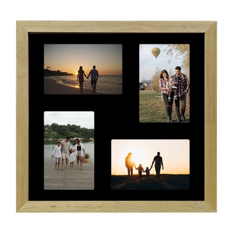 Quadro Multifotos 4 Fotos de 10x15 Paspatur Preto 30x30