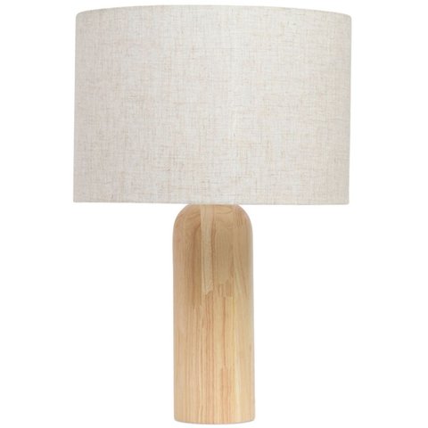 Abajur / Luminária Bivolt 110/220V em Madeira e Linho -Mart