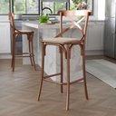 Ver imagem 4 de Kit 2 Banquetas Katrina Bar Cozinha Balcão em Aço Cobre Iron Wood Laranja