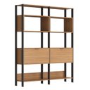 Ver imagem 2 de Estante para Sala de Estar - 144,5x183x32cm Marrom/Montana/Preto