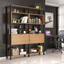 Ver imagem 1 de Estante para Sala de Estar - 144,5x183x32cm Marrom/Montana/Preto