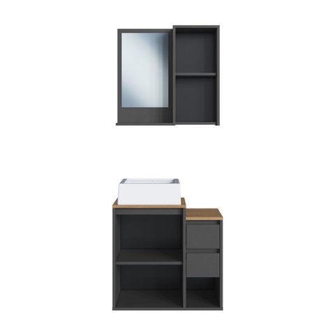 Conjunto para Banheiro 60cm com Cuba Gabinete Suspenso e Espelheira Bari Art In Móveis