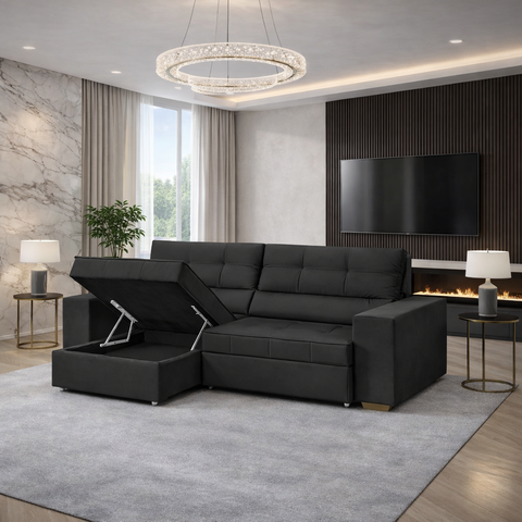 Sofá Baú San Marino Retrátil e Reclinável 3 Lugares 220cm Veludo Sofatec