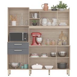 Kit Cozinha Compacta 6 Portas 2 Gavetas Select D02 Avena/Grafito - Mpozenato - 3