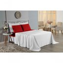 Ver imagem 4 de Jogo de Cama Casal Viúva Nobre 4 Peças Malha 100% Algodão - Branco / Vermelho