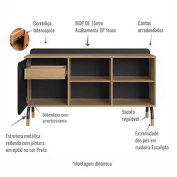 Balcão Credenza 1 Porta 1 Gaveta 136cm Home Office Flexus - 7