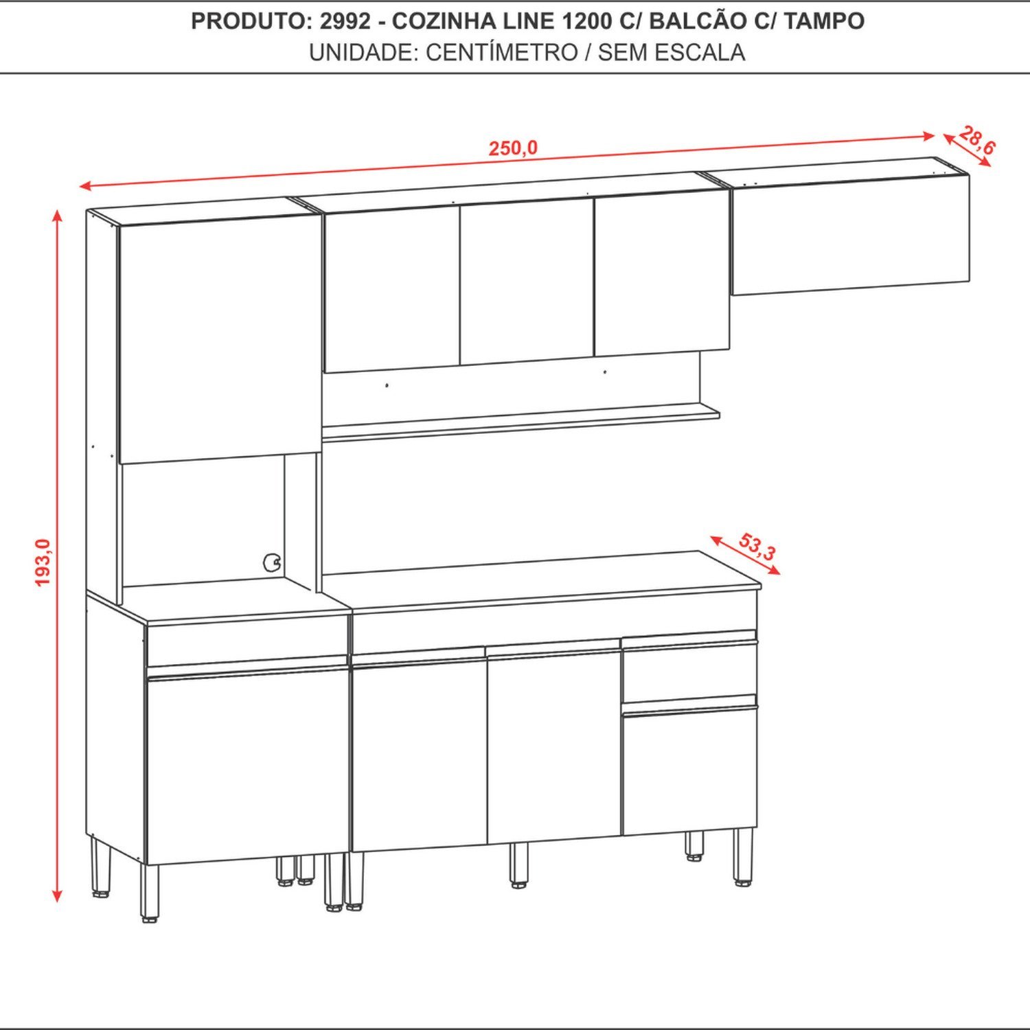 Armários para Cozinha com Balcão com Tampo Line - 4