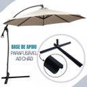 Ver imagem 3 de Ombrelone Lateral Importway 3 Metros P/ Casa Praia, Hotel e Piscina em Aluminio + Base em Cruz de Ap
