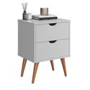 Ver imagem 1 de Mesa de Cabeceira 2 Gavetas Pés Palito Quarto Moderno Mdp Retrô:branco