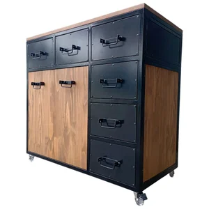 Buffet Gourmet Linha Industrial - Ferro e Madeira - com 6 Gavetas e 2 Portas