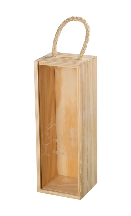 Caixa Porta Rolhas de Madeira Pinus para 1 Garrafa Presente - 2