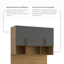 Ver imagem 6 de Ponte Modulada Cabeceira Aérea Casal 4 Portas 150cm 100% MDF Trend Altezza