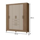 Ver imagem 2 de Guarda Roupa Roupeiro Malta 7 Portas 2 Gavetas Carvalho Fendi Moval
