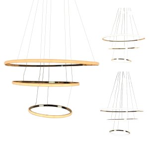 Luminaria Pendente 3 em 1 Led Aneis Arco Perfil Infinito Lustre Ajustavel Regulavel Sala de Jantar Q