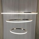 Ver mais imagens de Luminaria Pendente 3 em 1 Led Aneis Arco Perfil Infinito Lustre Ajustavel Regulavel Sala de Jantar Q