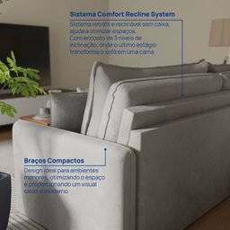 Sofá Cama Retrátil e Reclinável 180cm Colibri CabeCasa MadeiraMadeira - 6