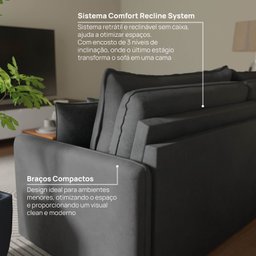 Sofá Cama Retrátil e Reclinável 180cm Colibri Cabecasa Madeiramadeira - 6