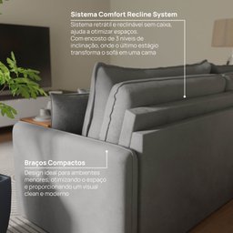 Sofá Cama Retrátil e Reclinável 180cm Colibri CabeCasa MadeiraMadeira - 6