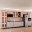 Ver imagem 1 de Cozinha Modulada 9 Peças Brilhante com 1 Cristaleira 3 Balcões 4 Armários Aéreo e 1 Torre
