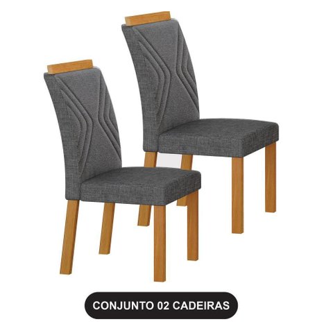 Cadeira para Mesa de Jantar Clara Plus Kit 2 Peças Cinamomo Linho Chumbo - Leifer