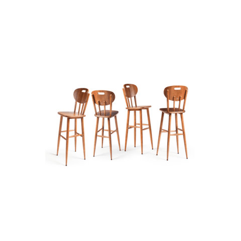 Kit 4 Cadeiras Altas de Madeira Torneada - 83cm Natural