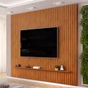 Ver imagem 1 de Painel Ripado para TV 75 pol Sala Quarto 275x240cm Lexa D05 Freijó - Lyam Decor