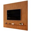 Ver imagem 1 de Painel Ripado para Tv 75 Pol Sala Quarto 275x240cm Lexa D05 Freijó - Lyam Decor
