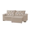 Sofa Retrátil Reclinável Milão Premium 2,90m 5 Lugares Estofado Linho com Braço Almofadado Bege - 2