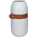 Ver imagem 1 de Vaso Decorativo Enfeite Planta Aparador com Cinta Cerâmica 25x12x12cm Branco